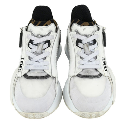 FENDI Sneakers Shoes Low-Cut FF EU 37 US 7 White Brown Authentic