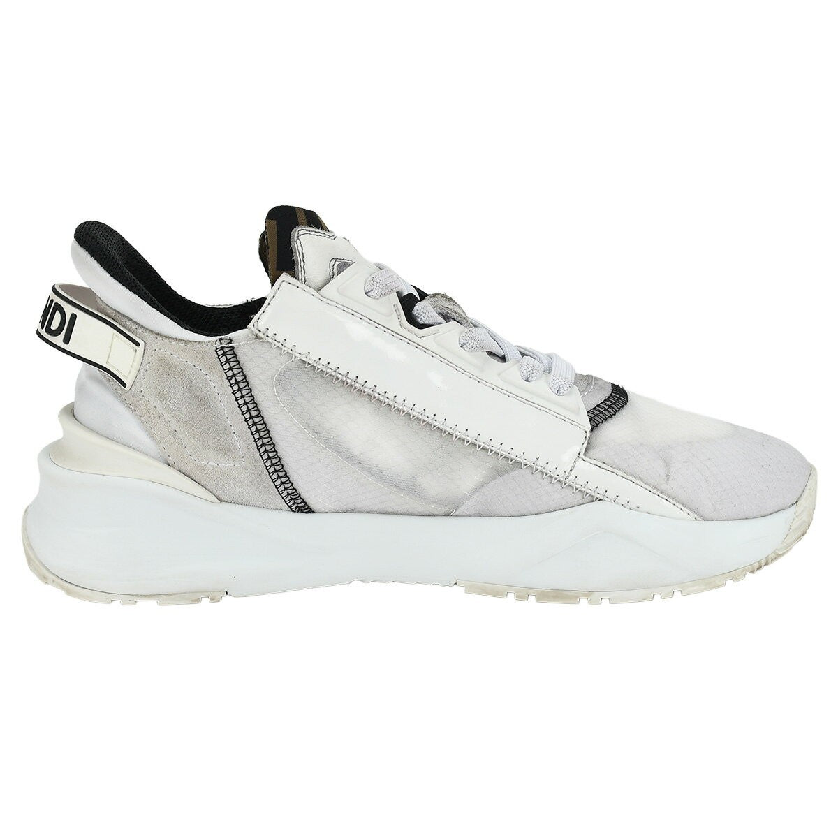 FENDI Sneakers Shoes Low-Cut FF EU 37 US 7 White Brown Authentic