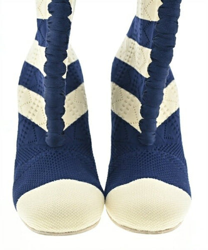 FENDI Short Boots Shoes EU 37 US 7 White Navy Authentic