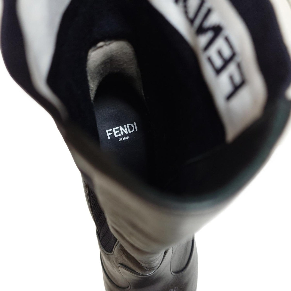 FENDI Short Boots Shoes EU 35 US 5 Leather Black White Authentic