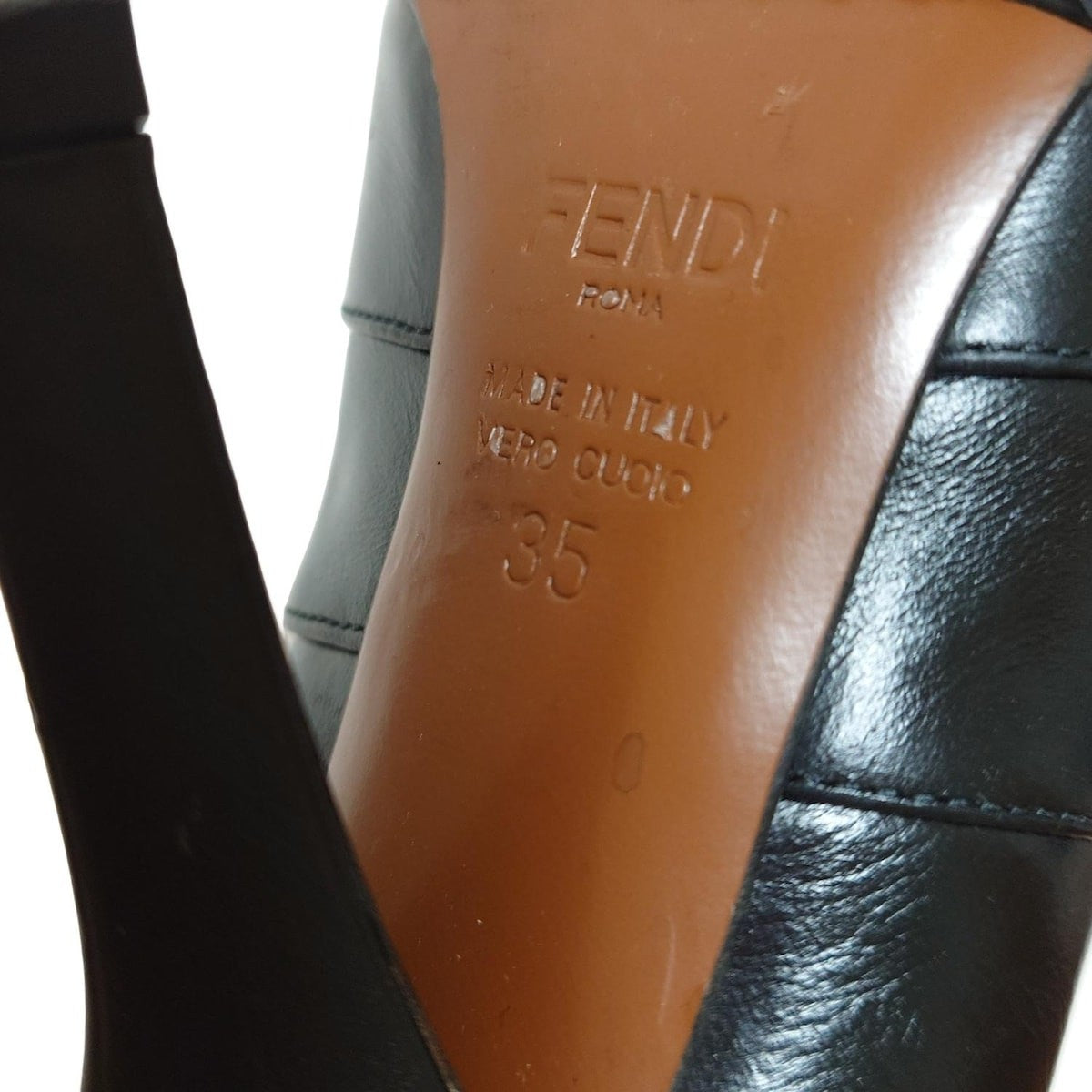 FENDI Short Boots Shoes EU 35 US 5 Leather Black White Authentic
