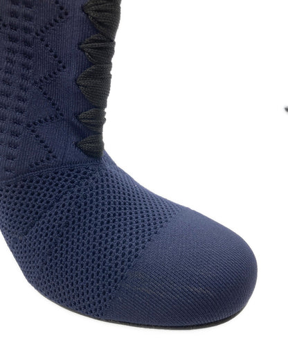 FENDI Boots Shoes FF Zucca EU 37 US 7 Navy Authentic