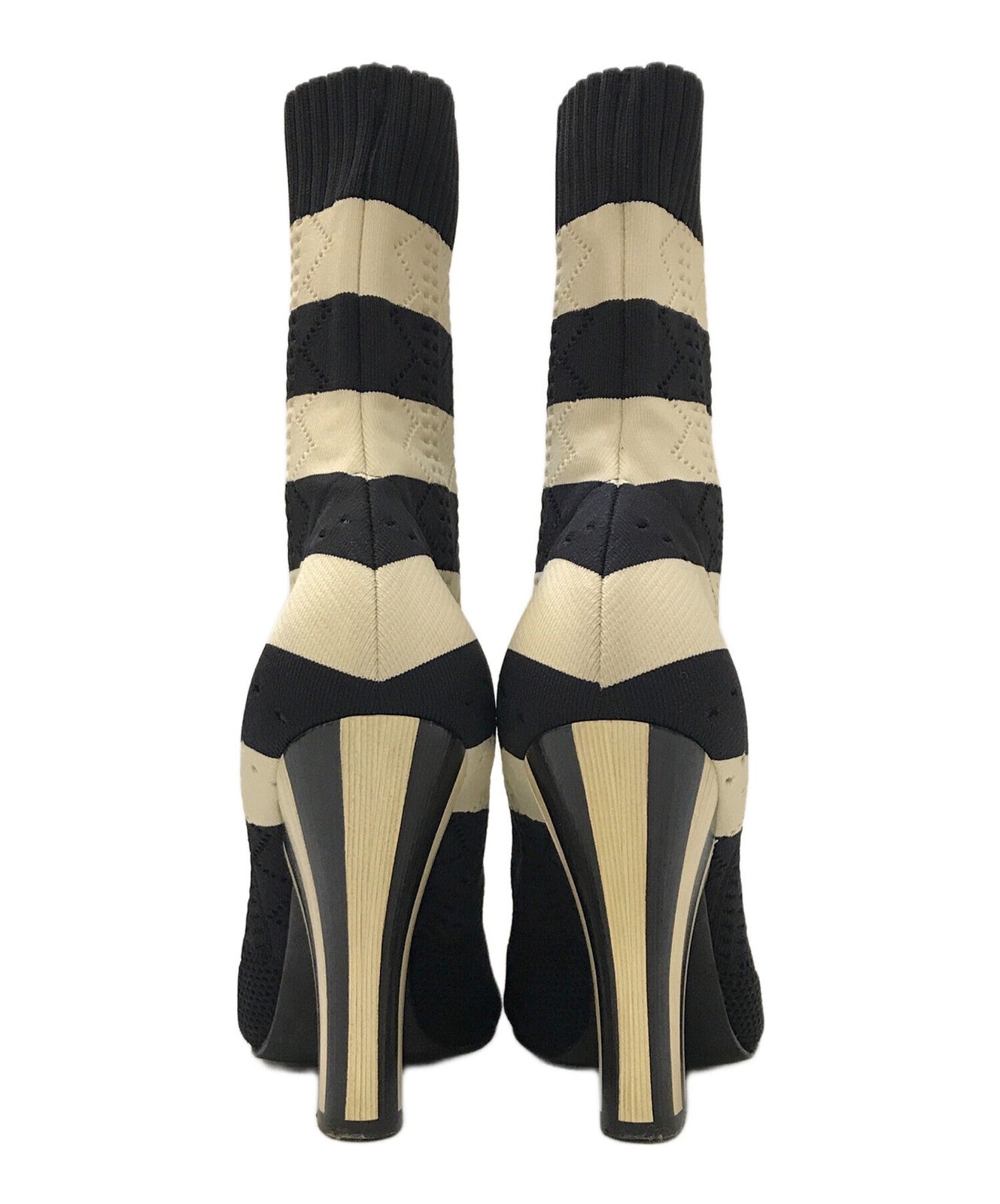 FENDI Knit Socks Boots Shoes EU 37 US 7 White Black Authentic
