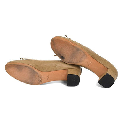 GUCCI Shoes Pumps Heel Interlocking G Logo EU 37 US 7 Leather Beige Authentic