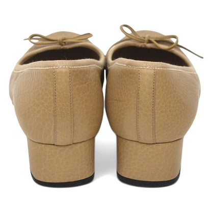GUCCI Shoes Pumps Heel Interlocking G Logo EU 37 US 7 Leather Beige Authentic