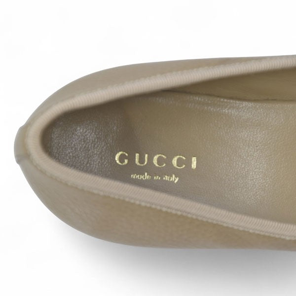 GUCCI Shoes Pumps Heel Interlocking G Logo EU 37 US 7 Leather Beige Authentic