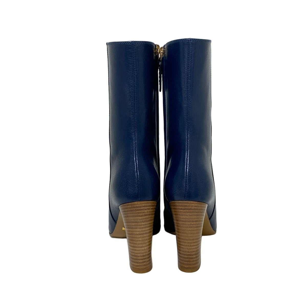 GUCCI Short Boots Shoes Interlocking EU 36 US 6 Leather Navy Gray Beige Auth