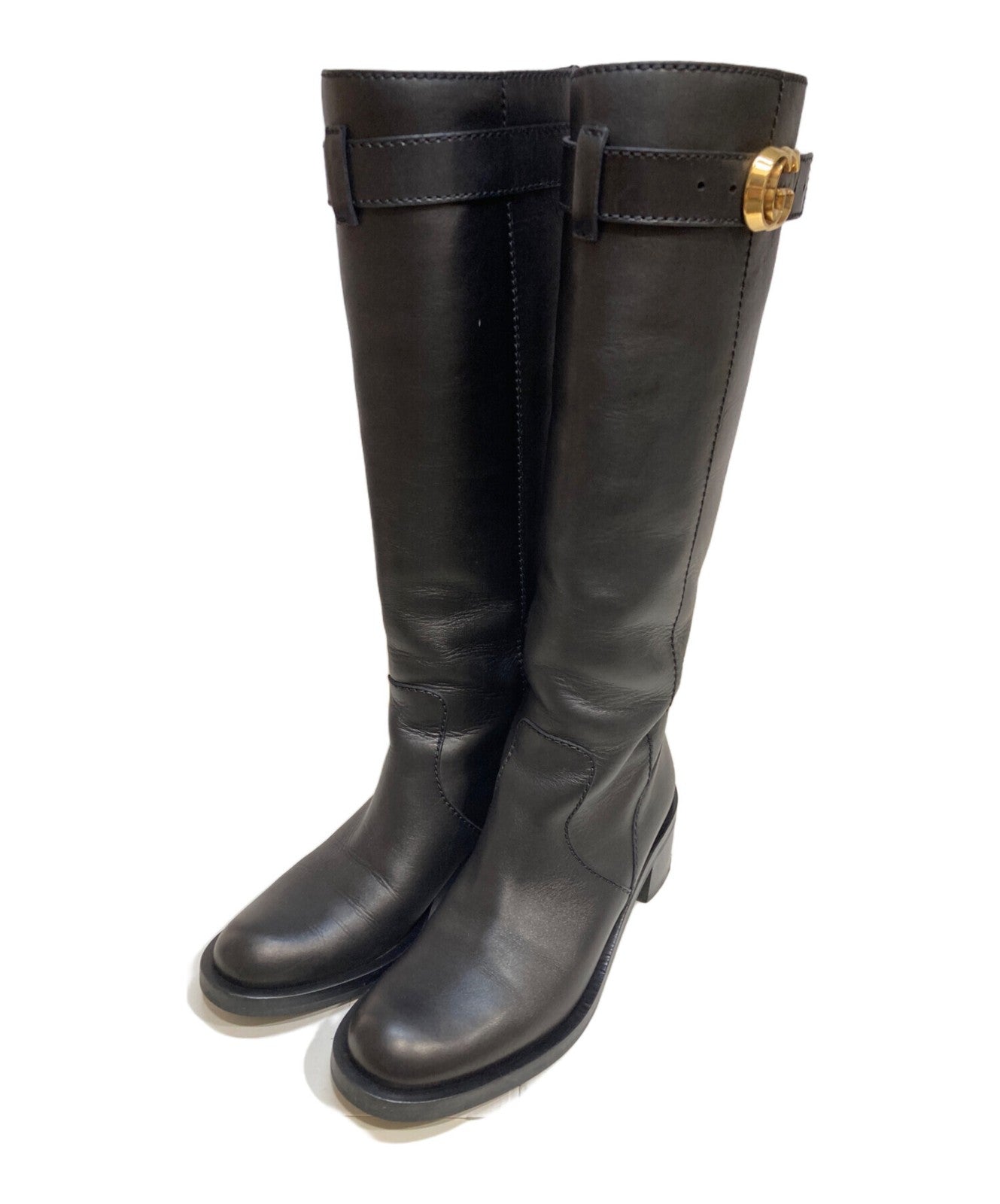 GUCCI Long Boots Shoes GG Marmont EU 35.5 US 5.5 Black Authentic