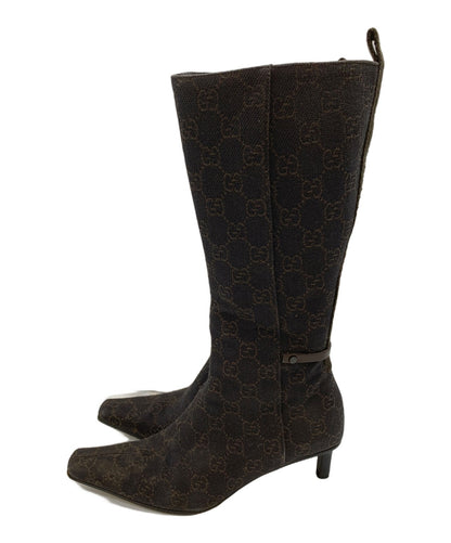 GUCCI Long Boots Shoes GG EU 35.0 US 5.0 Black Authentic