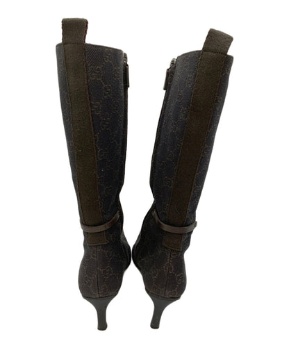 GUCCI Long Boots Shoes GG EU 35.0 US 5.0 Black Authentic