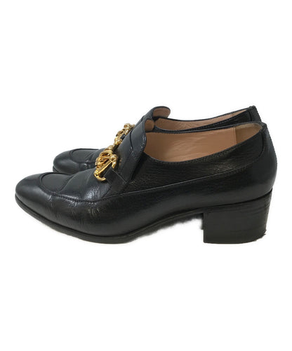 GUCCI Loafers Shoes Horse Bit Chain Ice Lolly EU 38 US 8 Leather Black Authentic