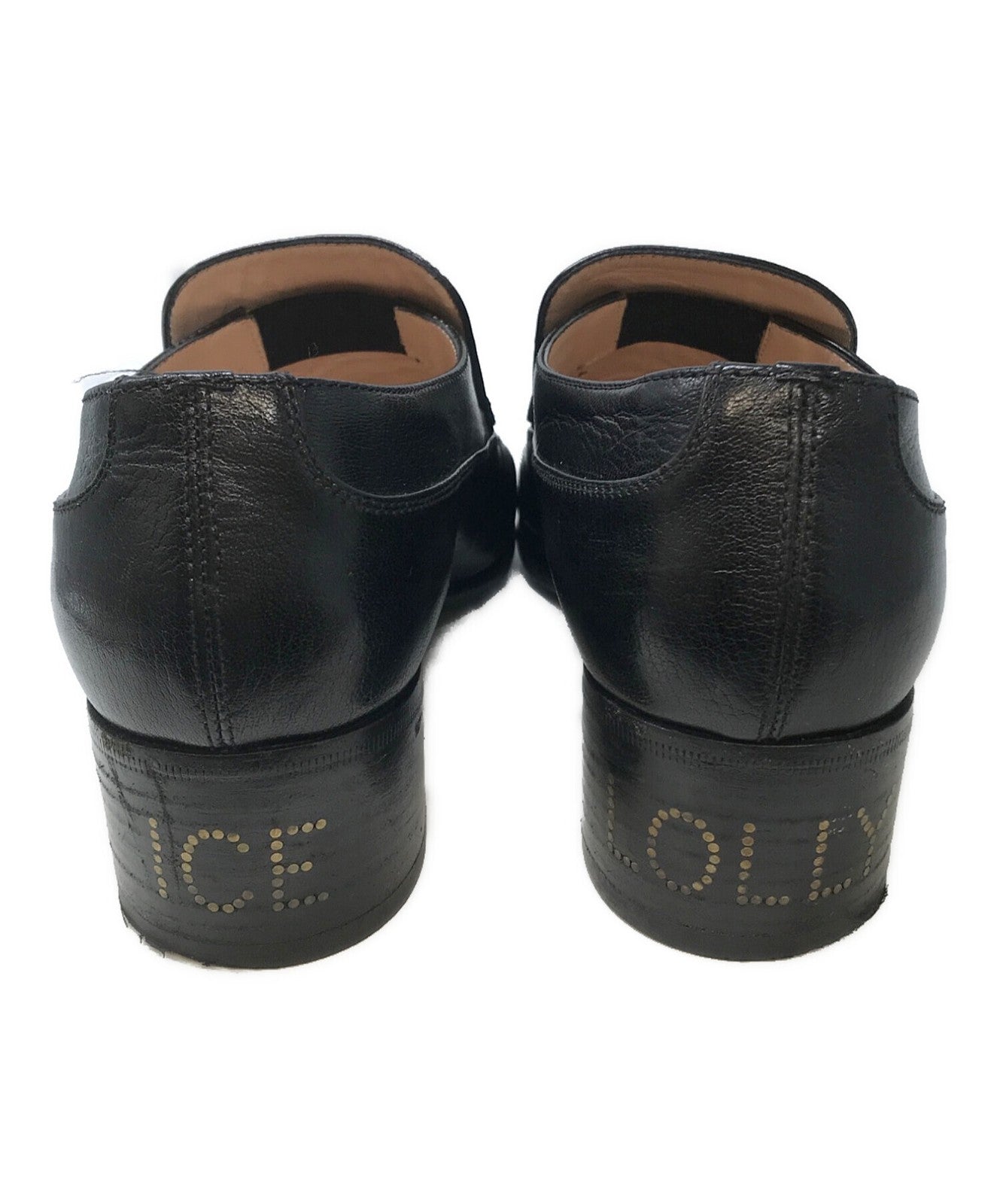 GUCCI Loafers Shoes Horse Bit Chain Ice Lolly EU 38 US 8 Leather Black Authentic