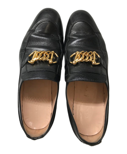 GUCCI Loafers Shoes Horse Bit Chain Ice Lolly EU 38 US 8 Leather Black Authentic