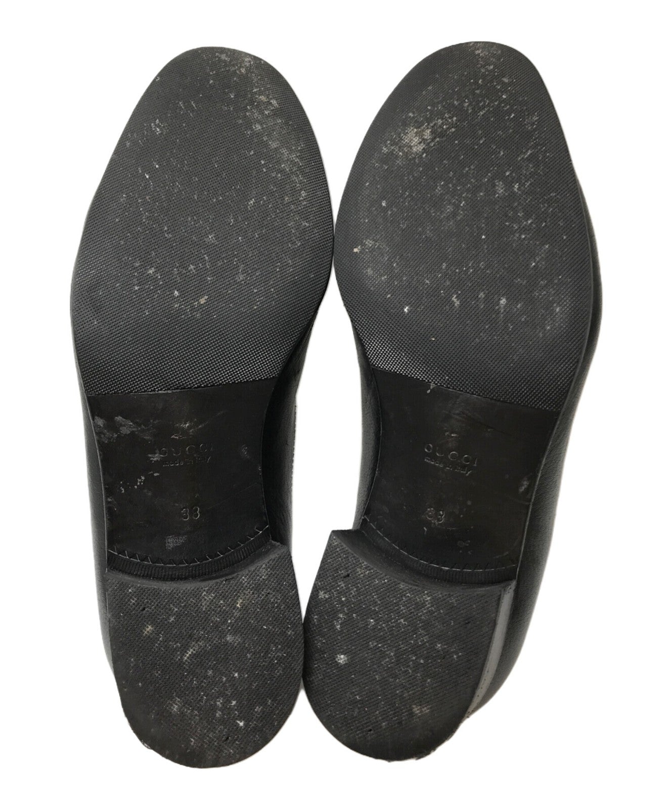 GUCCI Loafers Shoes Horse Bit Chain Ice Lolly EU 38 US 8 Leather Black Authentic