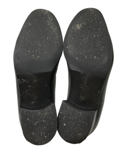 GUCCI Loafers Shoes Horse Bit Chain Ice Lolly EU 38 US 8 Leather Black Authentic