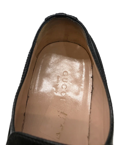 GUCCI Loafers Shoes Horse Bit Chain Ice Lolly EU 38 US 8 Leather Black Authentic