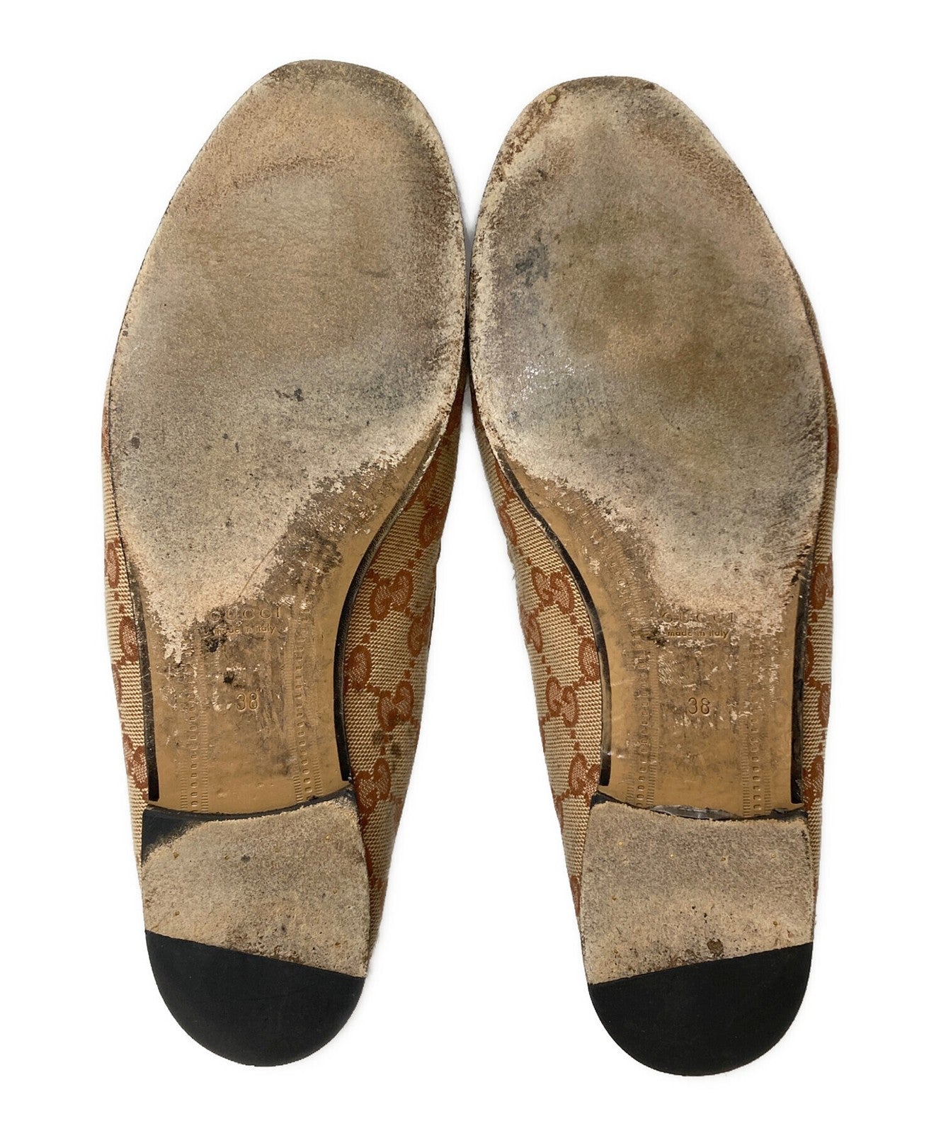 GUCCI Loafers Shoes Horse Bit EU 38 US 8 Beige Authentic