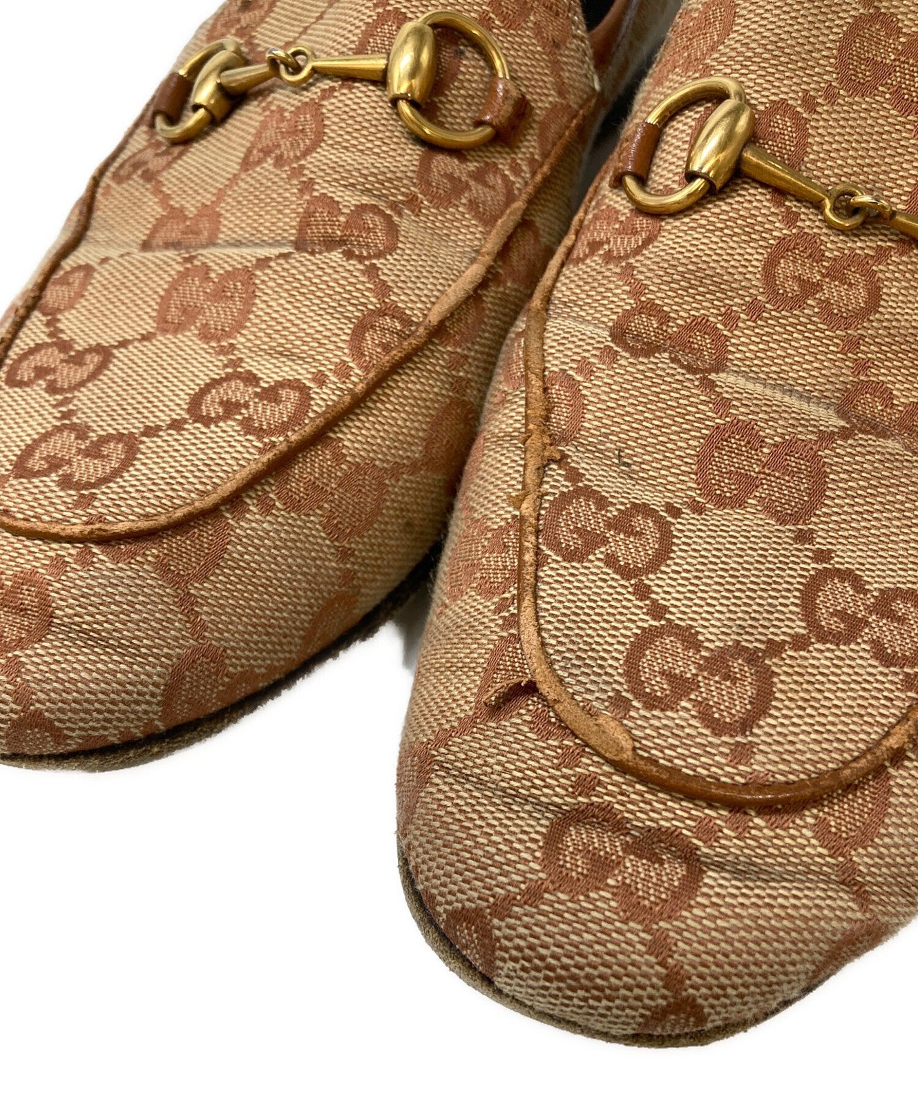 GUCCI Loafers Shoes Horse Bit EU 38 US 8 Beige Authentic