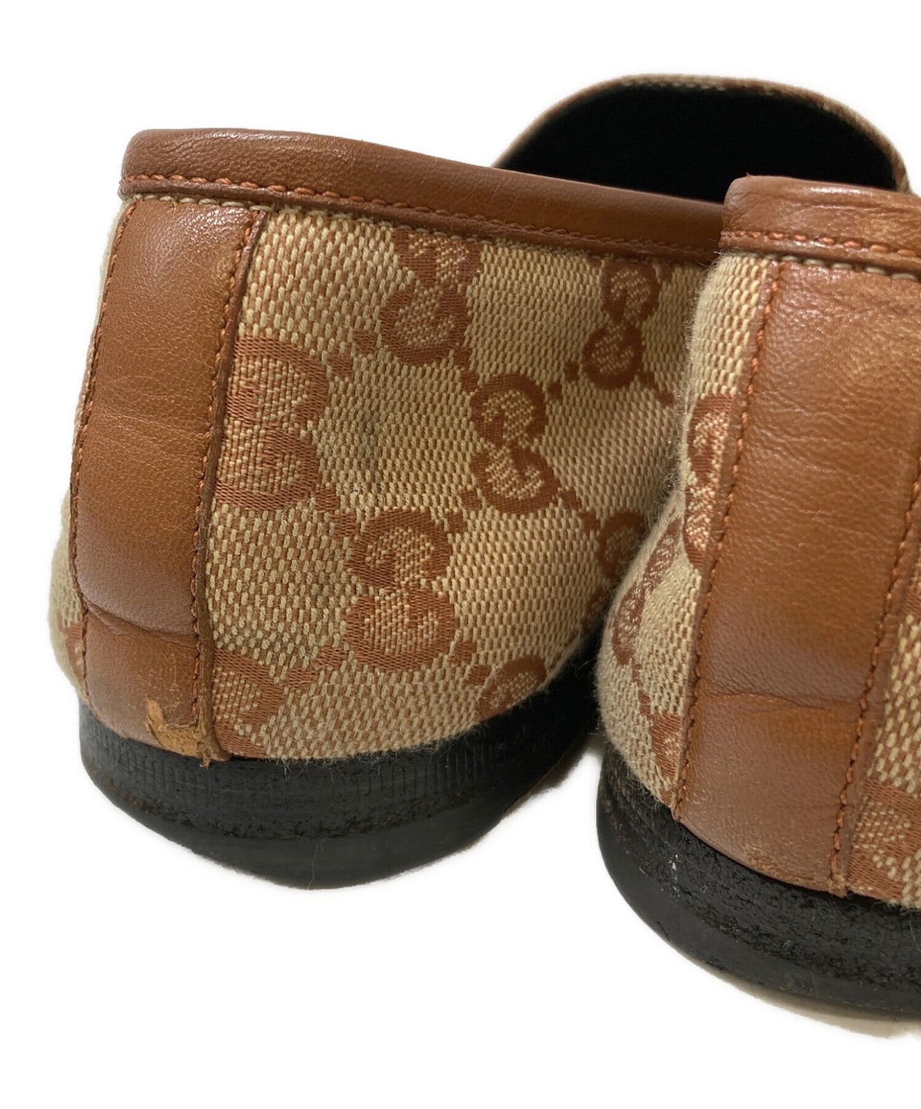 GUCCI Loafers Shoes Horse Bit EU 38 US 8 Beige Authentic