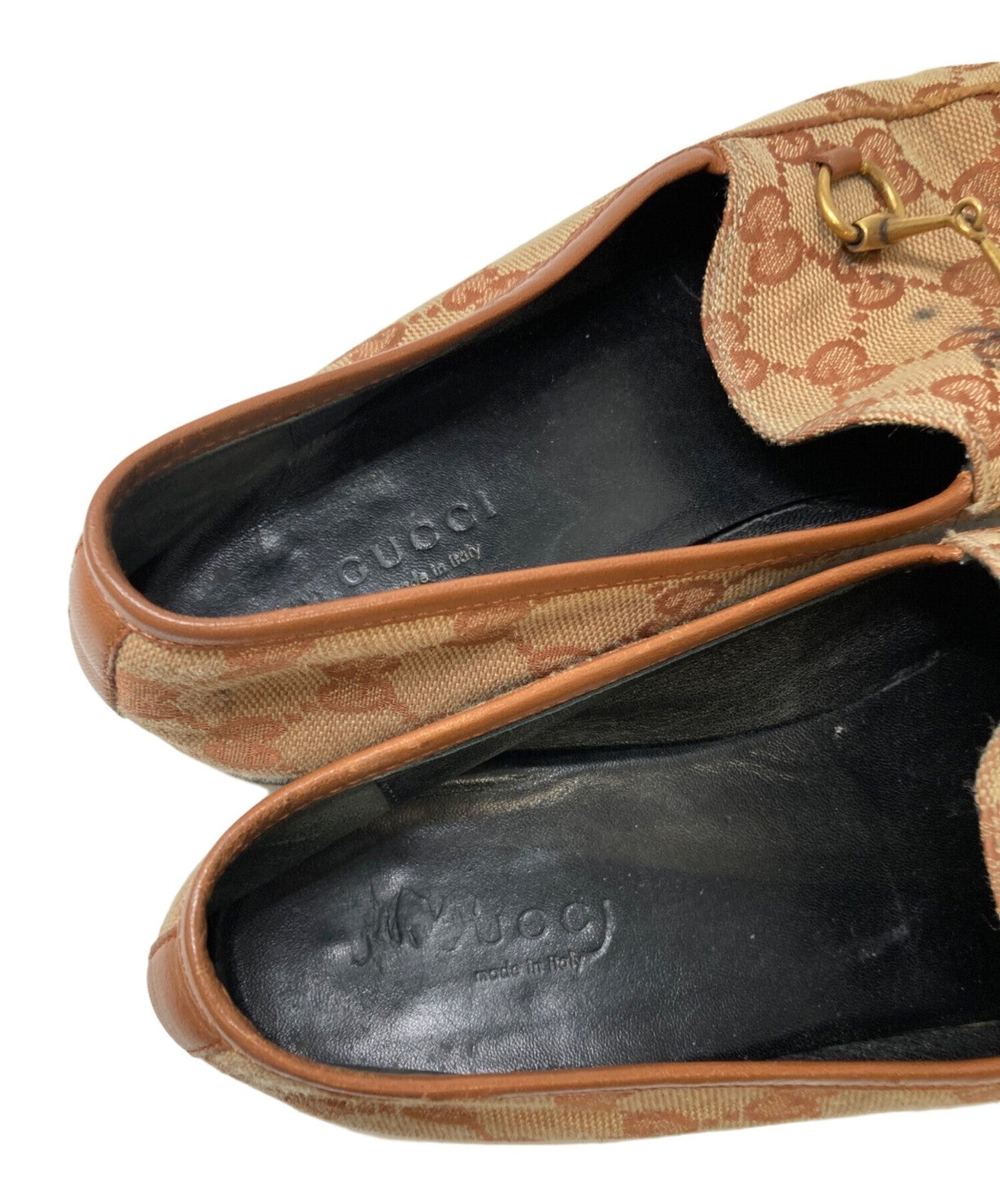 GUCCI Loafers Shoes Horse Bit EU 38 US 8 Beige Authentic