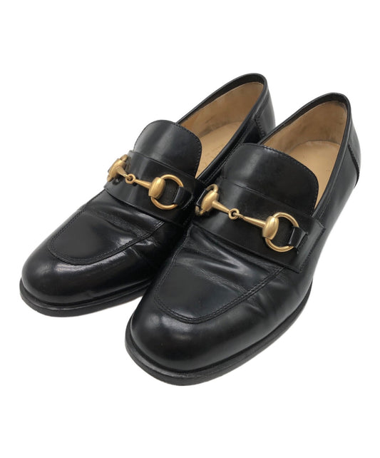 GUCCI Loafers Shoes Horse Bit EU 36 US 6 Leather Black Authentic