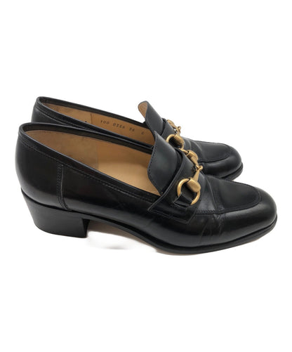 GUCCI Loafers Shoes Horse Bit EU 36 US 6 Leather Black Authentic