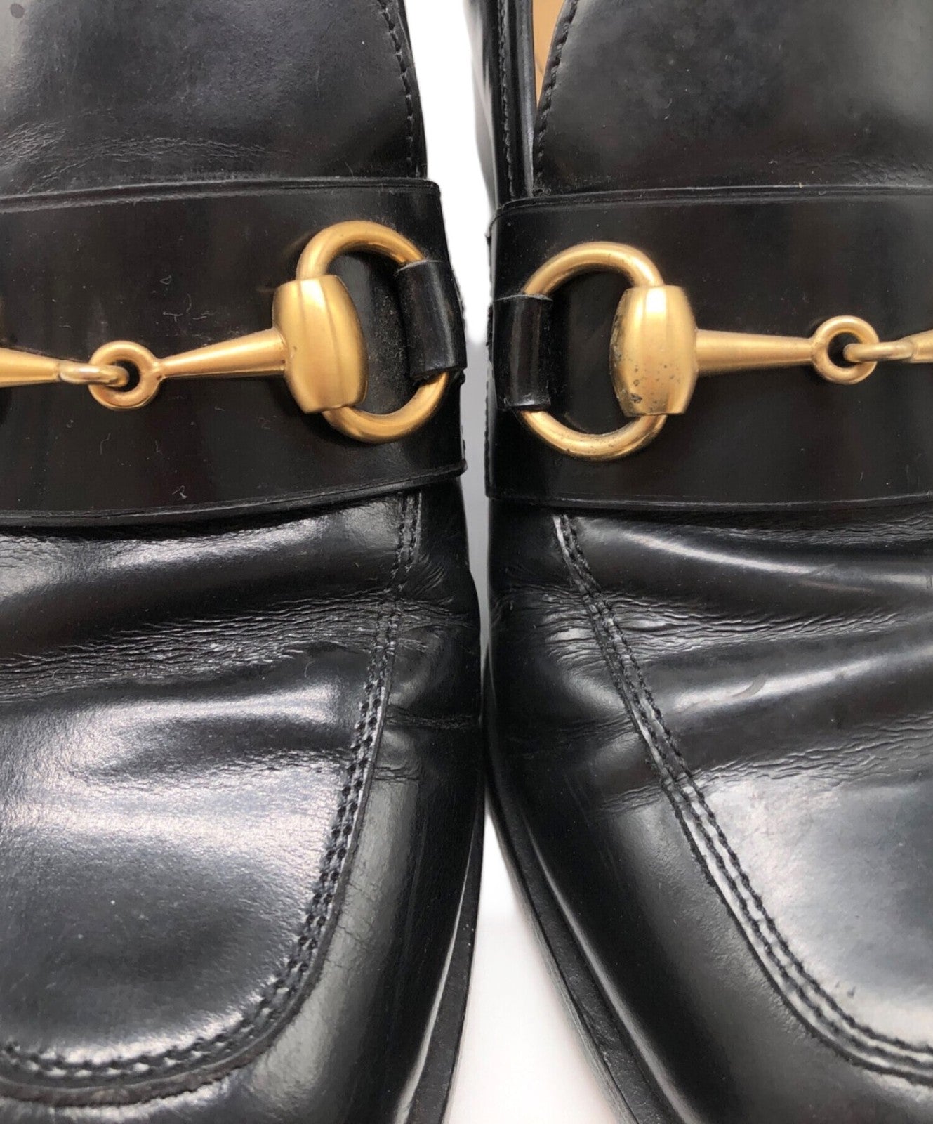 GUCCI Loafers Shoes Horse Bit EU 36 US 6 Leather Black Authentic