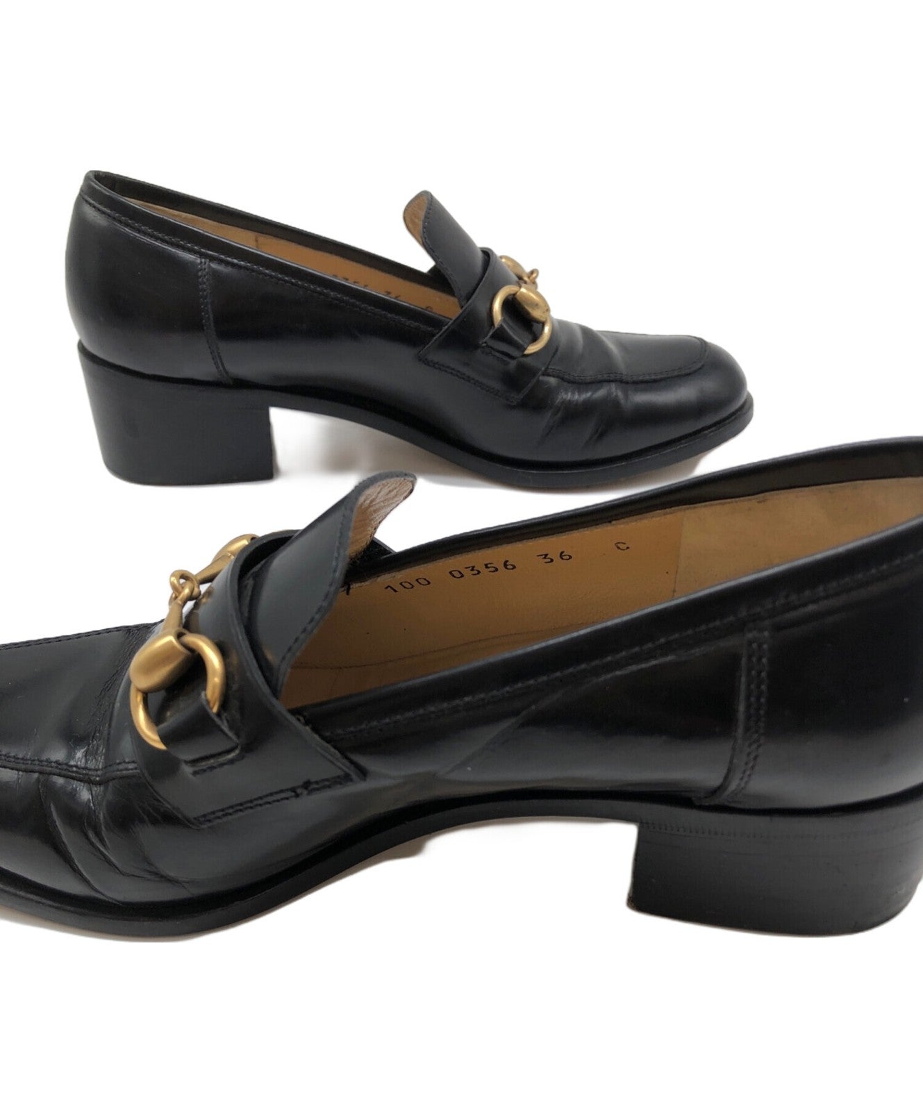 GUCCI Loafers Shoes Horse Bit EU 36 US 6 Leather Black Authentic