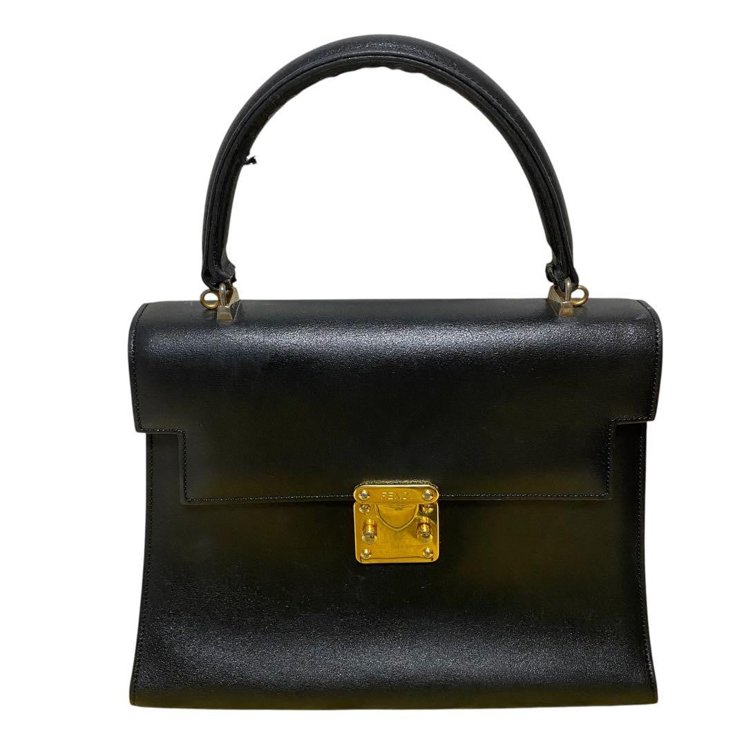 Hand Shoulder Bag Tote Purse 2way Leather Black Authentic