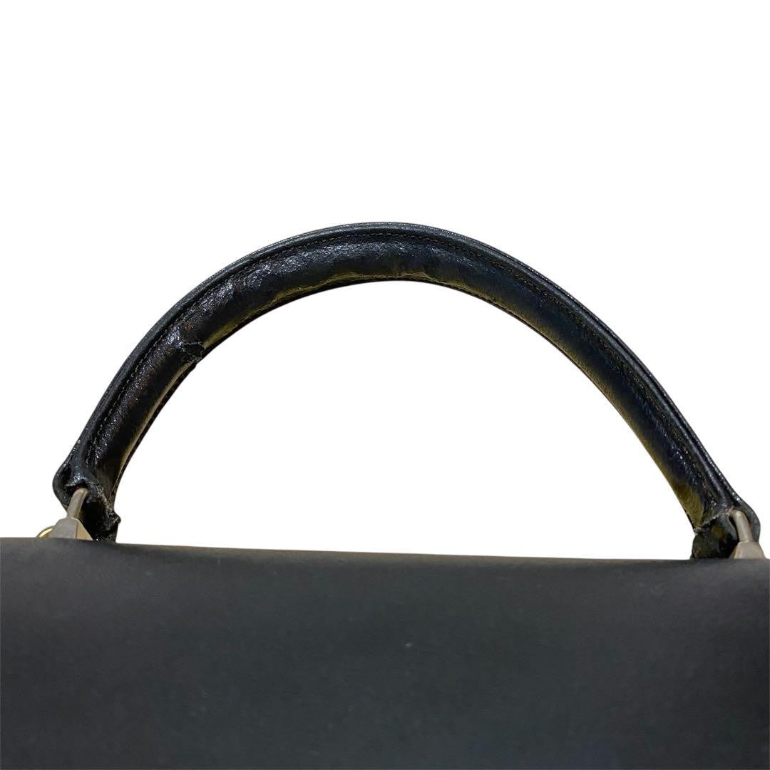 Hand Shoulder Bag Tote Purse 2way Leather Black Authentic