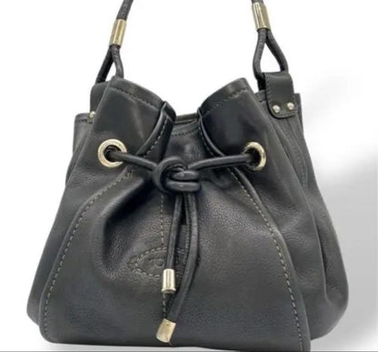 TOD'S Hand Bag Tote Purse Black Leather Authentic