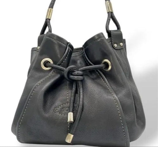 TOD'S Hand Bag Tote Purse Black Leather Authentic