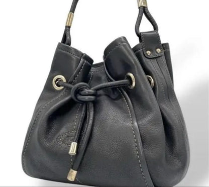 TOD'S Hand Bag Tote Purse Black Leather Authentic