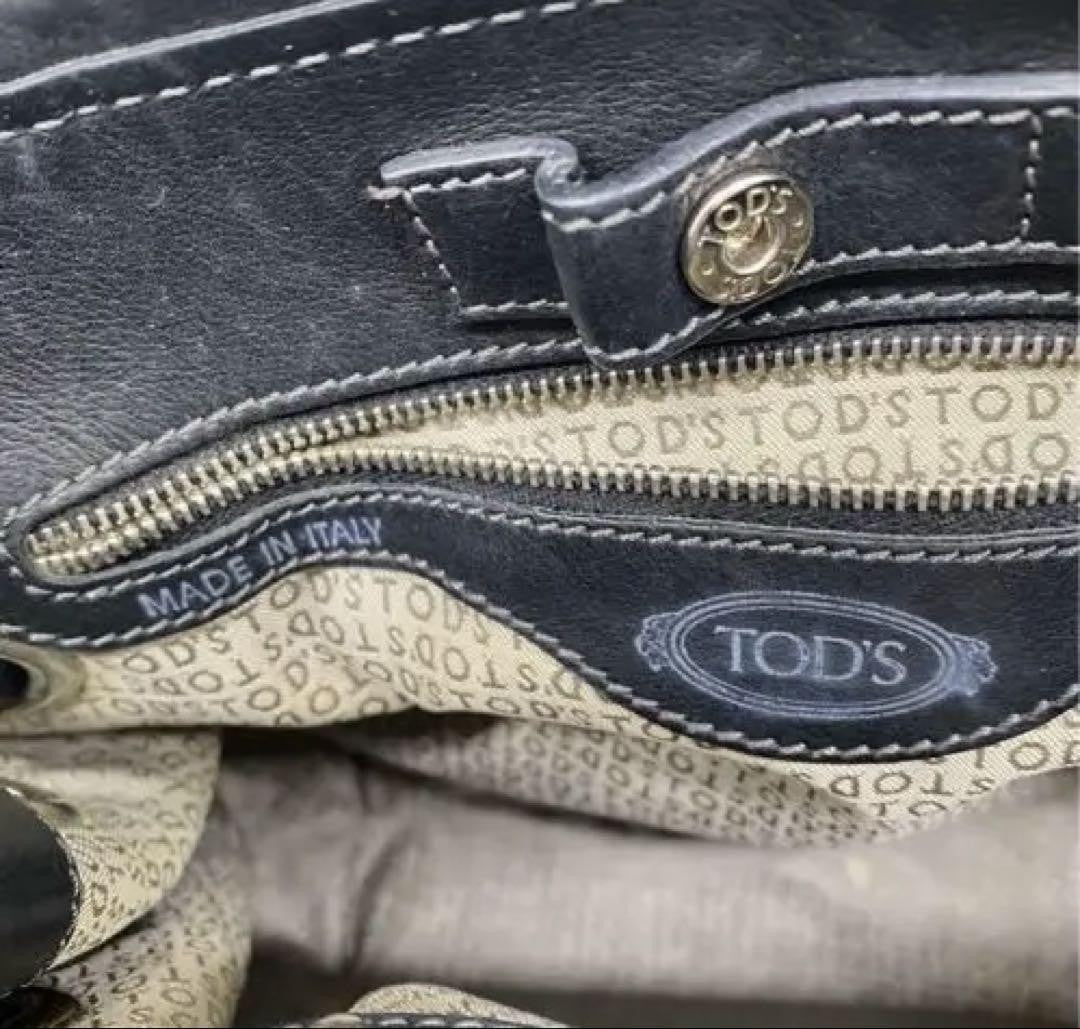 TOD'S Hand Bag Tote Purse Black Leather Authentic