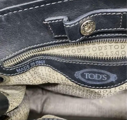 TOD'S Hand Bag Tote Purse Black Leather Authentic