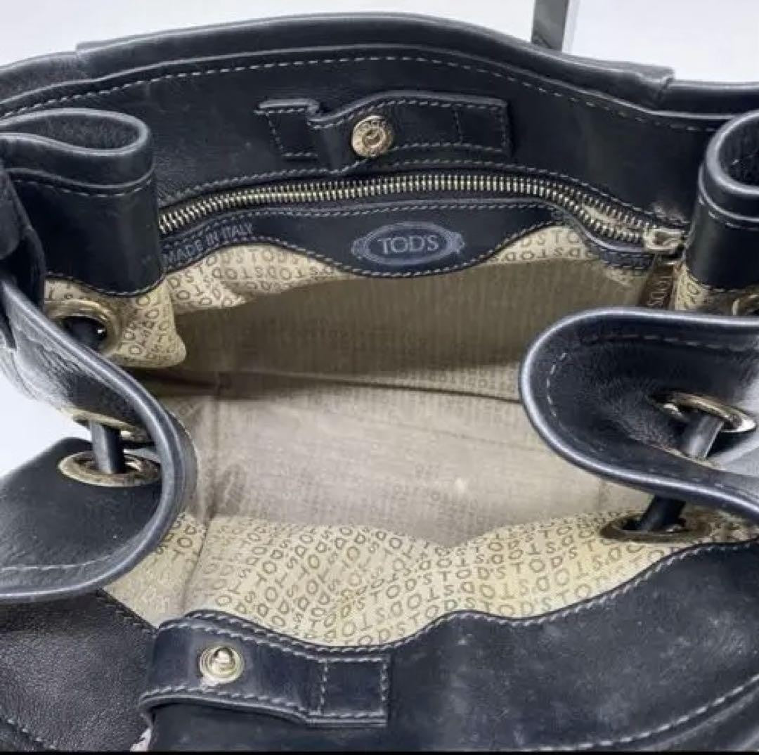 TOD'S Hand Bag Tote Purse Black Leather Authentic