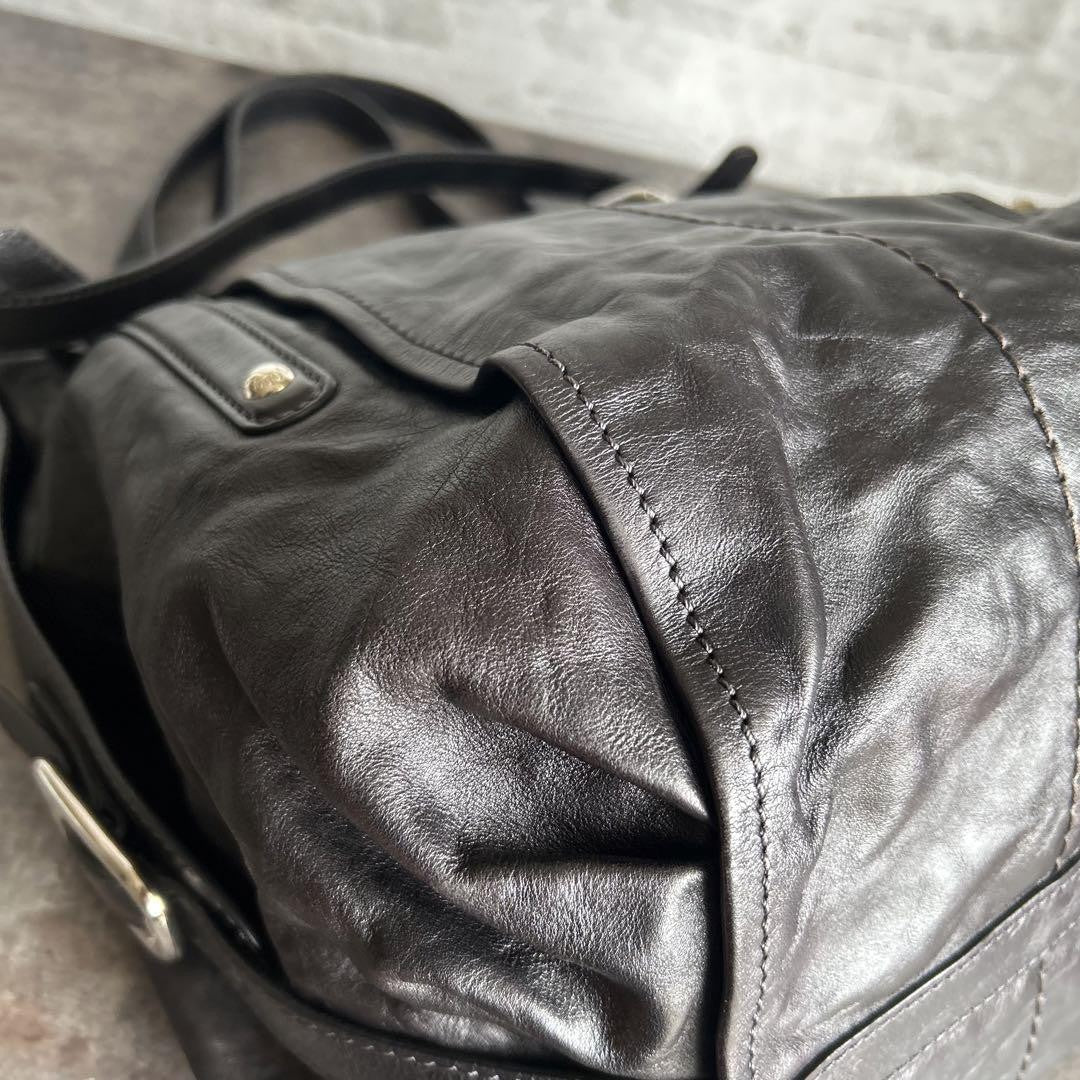 TOD'S Shoulder Bag Purse 2way Leather Black Authentic