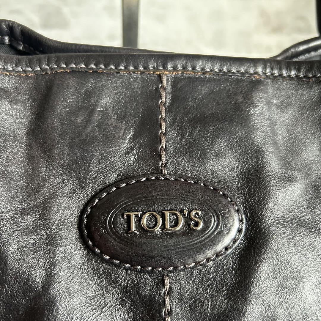 TOD'S Shoulder Bag Purse 2way Leather Black Authentic