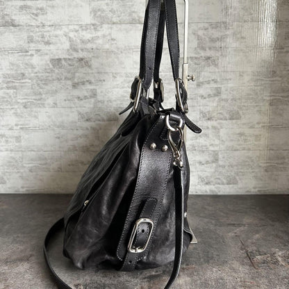 TOD'S Shoulder Bag Purse 2way Leather Black Authentic
