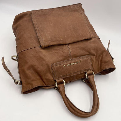 GIVENCHY Hand Shoulder Bag Tote Purse 2way Leather Brown Authentic