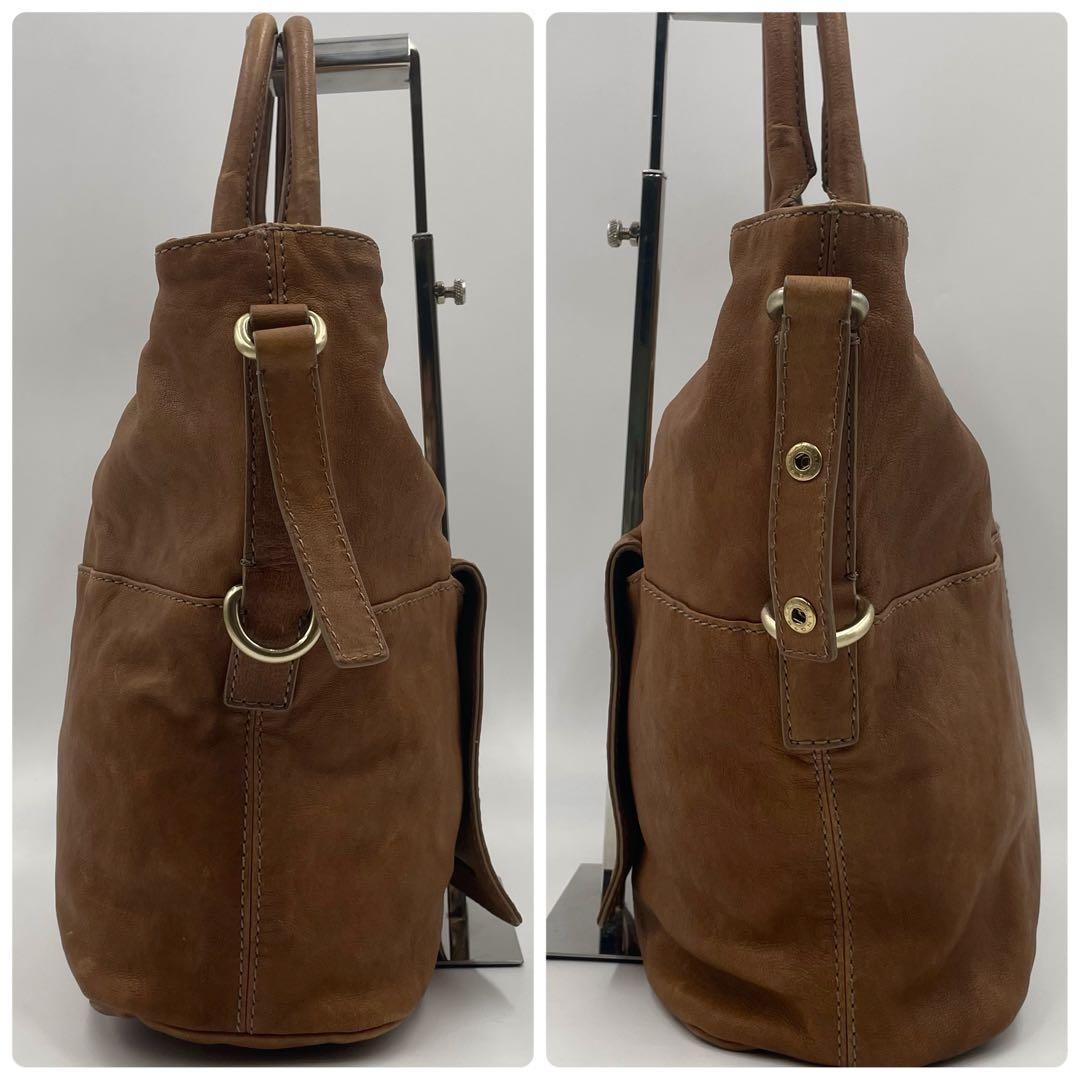 GIVENCHY Hand Shoulder Bag Tote Purse 2way Leather Brown Authentic