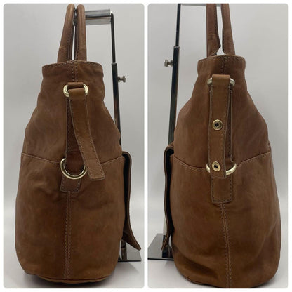 GIVENCHY Hand Shoulder Bag Tote Purse 2way Leather Brown Authentic