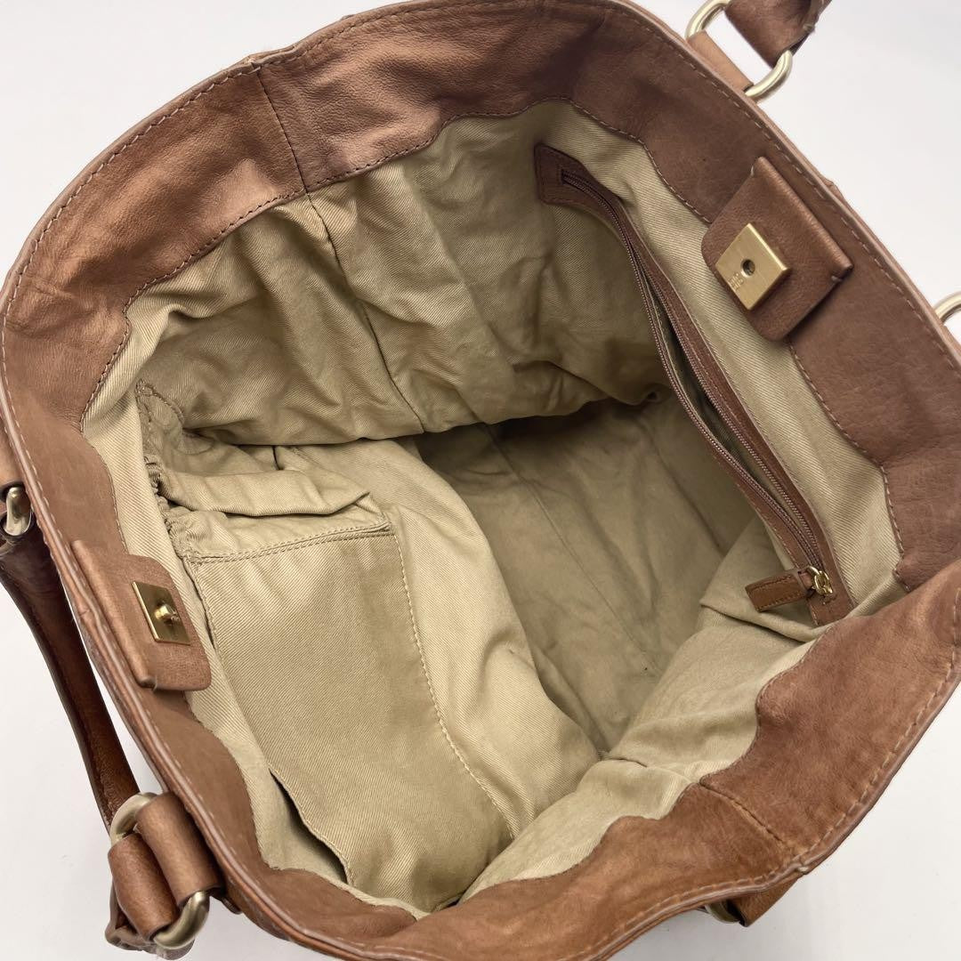 GIVENCHY Hand Shoulder Bag Tote Purse 2way Leather Brown Authentic