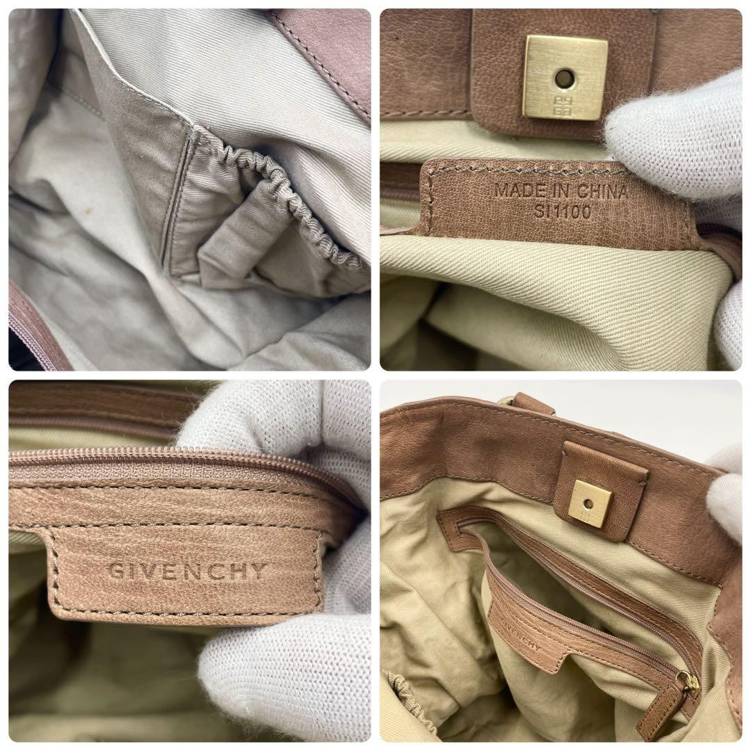 GIVENCHY Hand Shoulder Bag Tote Purse 2way Leather Brown Authentic