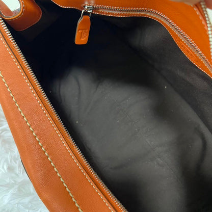 TOD'S Hand Bag Tote Purse Mini Boston Bag Leather Orange Authentic