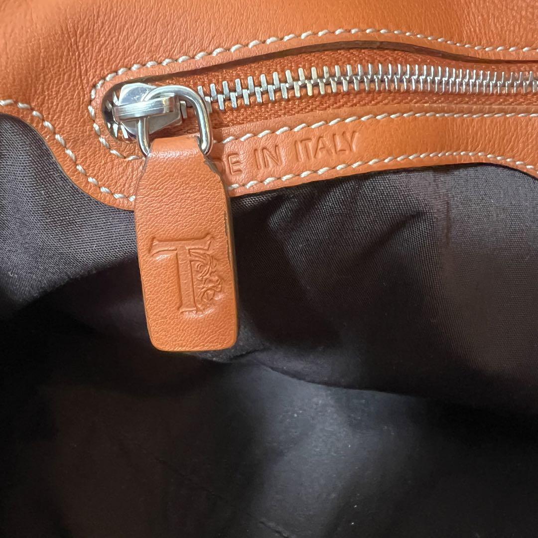 TOD'S Hand Bag Tote Purse Mini Boston Bag Leather Orange Authentic