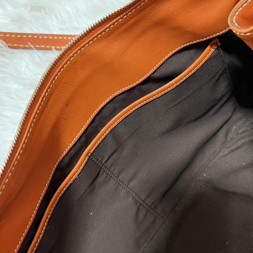 TOD'S Hand Bag Tote Purse Mini Boston Bag Leather Orange Authentic