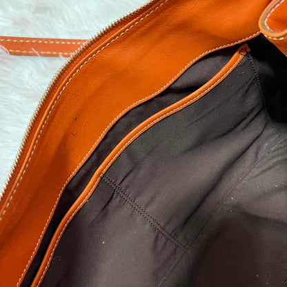 TOD'S Hand Bag Tote Purse Mini Boston Bag Leather Orange Authentic