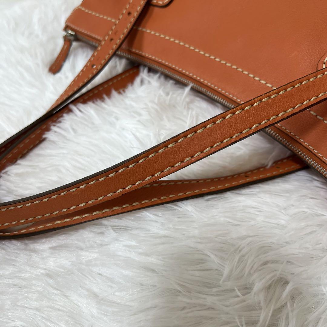 TOD'S Hand Bag Tote Purse Mini Boston Bag Leather Orange Authentic