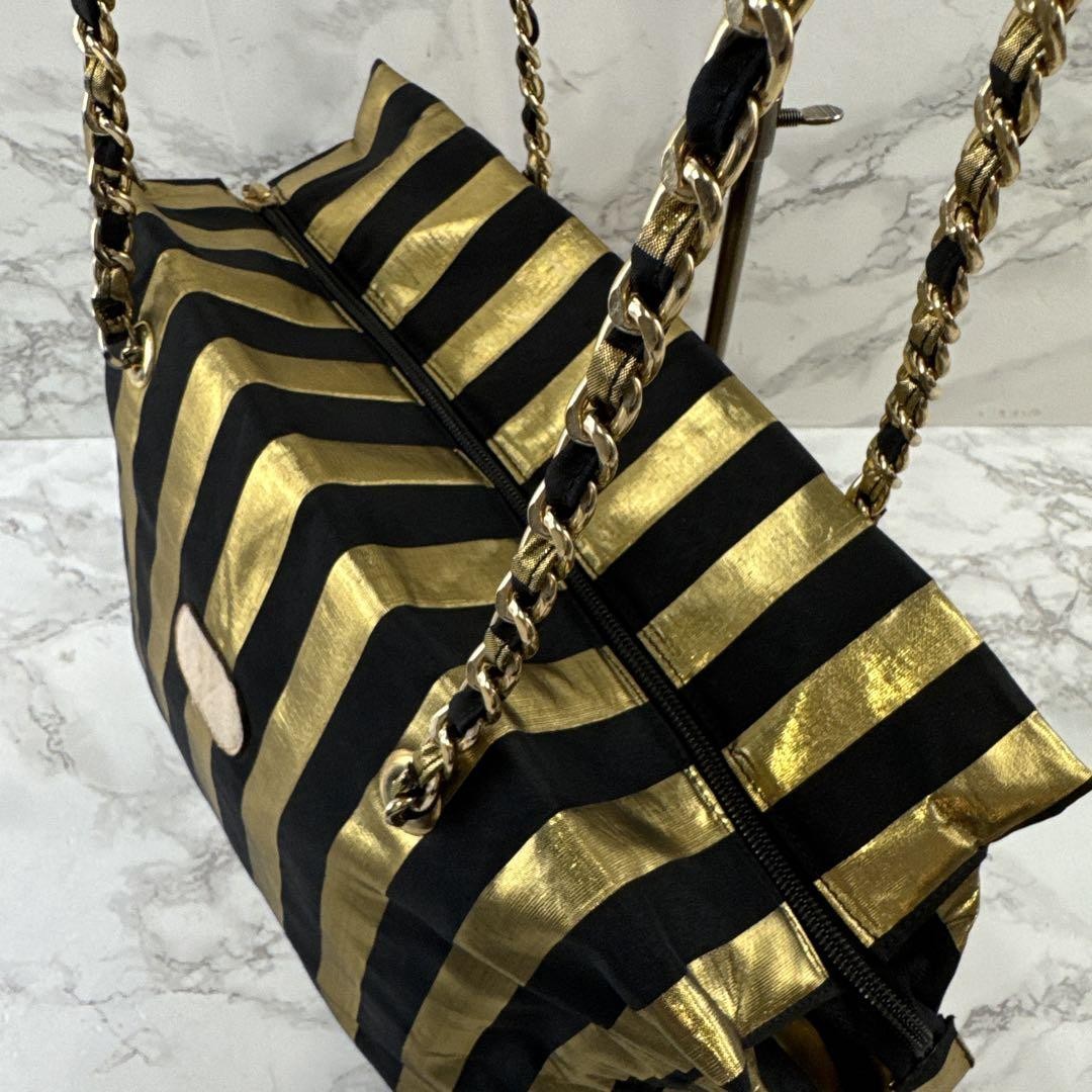 Valentino Garavani Shoulder Bag Purse Logo Black Gold Authentic